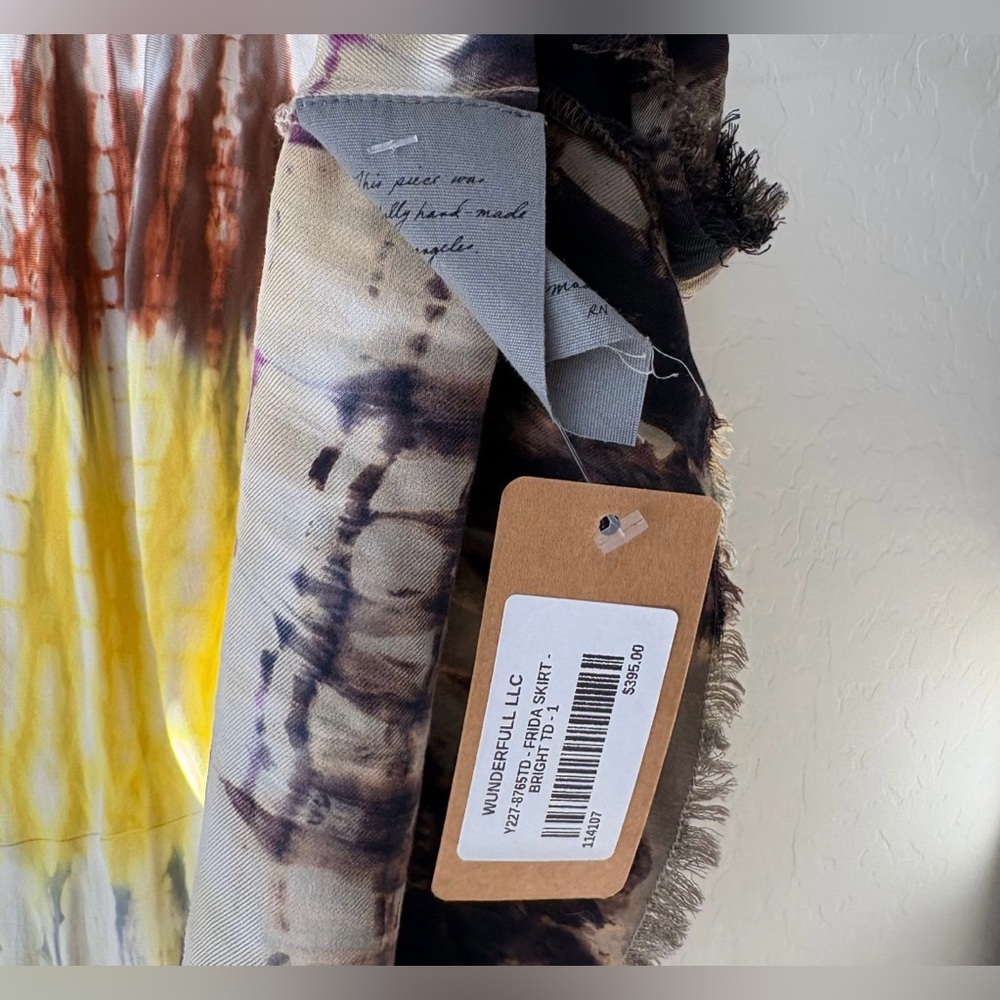 New! Raquel Allegra Frida Tie Dye Pink, Brown & Yellow Midi Skirt 💛 Small NWT!! - Picture 15 of 16
